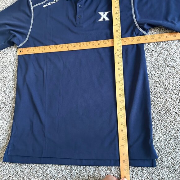 Columbia Men's Sz Large Golf Navy Polo Shirt Xavier University Logo - Picture 9 of 10